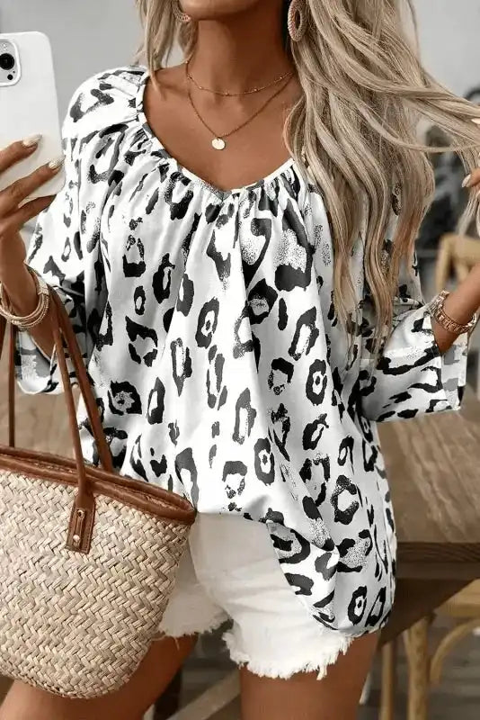 Blouses Leopard Luxe Accent Blouse