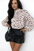 Blouses Leopard Luxe Pleated Blouse
