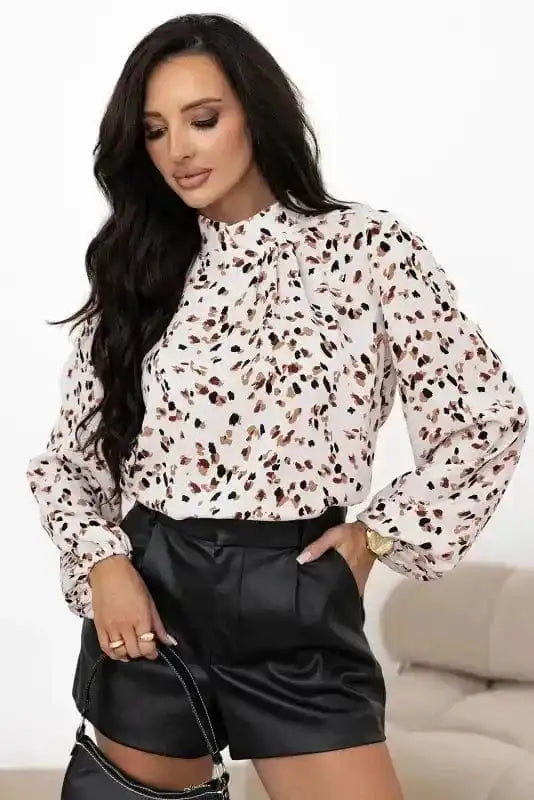 Blouses Leopard Luxe Pleated Blouse
