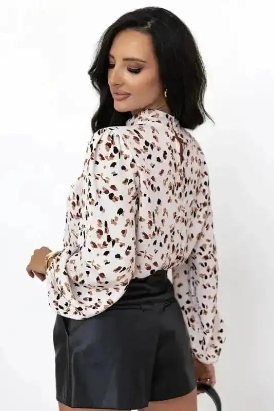 Blouses Leopard Luxe Pleated Blouse