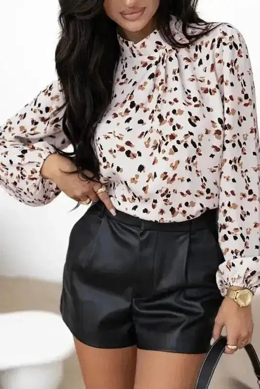 Blouses Leopard Luxe Pleated Blouse