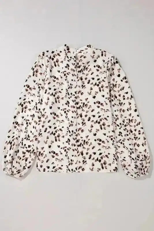 Leopard Print Mock Neck Puff Sleeve Pleated Blouse Women UK styled as a bold polished occasion outfit — Fashionfitz