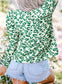 Blouses Leopard Print Mock Neck Puff Sleeve Top