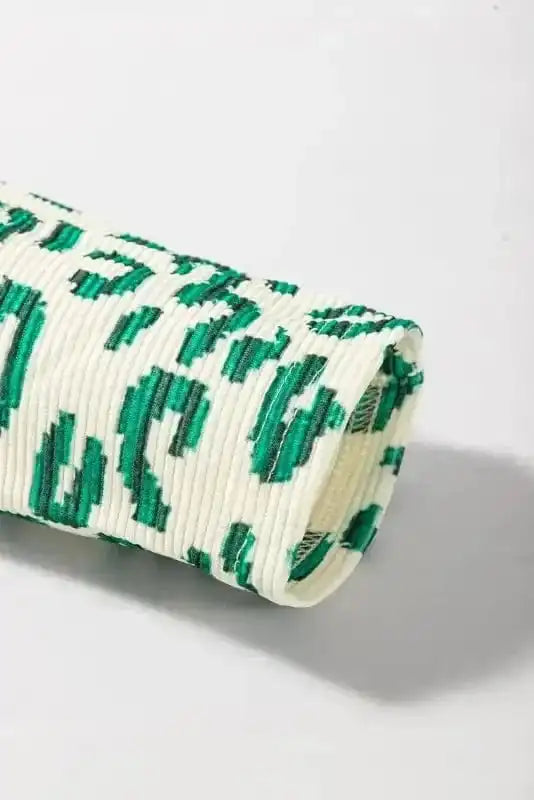 Blouses Leopard Print Mock Neck Puff Sleeve Top