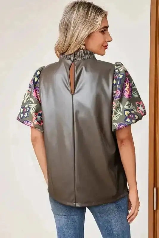 Blouses Lucky Bloom Leatherette Blouse