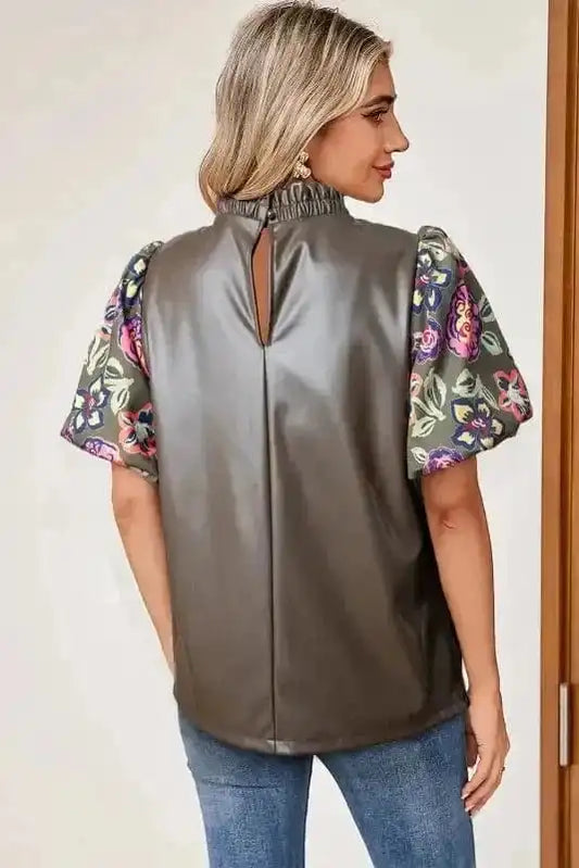 Blouses Lucky Bloom Leatherette Blouse