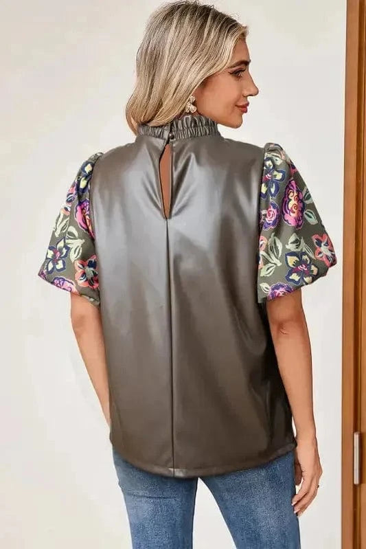 Blouses Lucky Bloom Leatherette Blouse