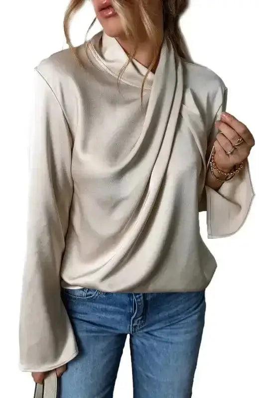 Jet stream Satin Crossover Front Elegant Blouse Women UK styled as a sophisticated evening occasion outfit — Fashionfitz