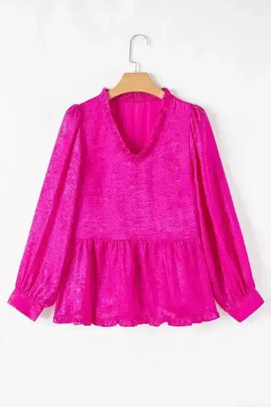 Blouses Metallic Frilled Babydoll Blouse