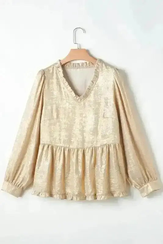 Blouses Metallic Velvet Babydoll Blouse