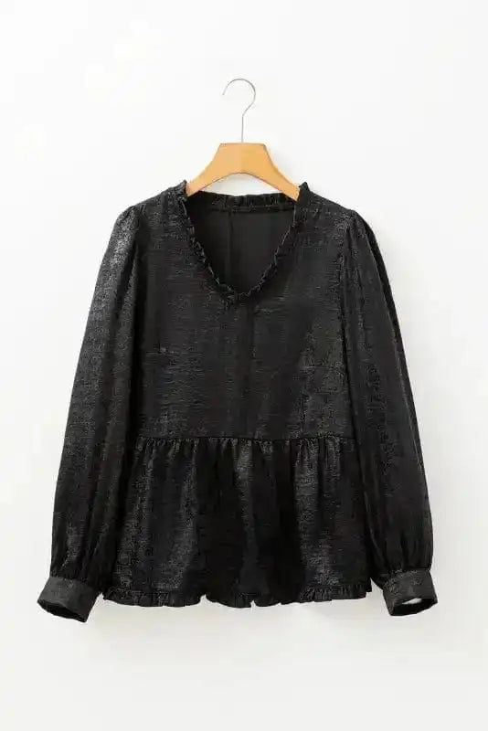 Blouses Metallic Velvet Babydoll Blouse