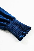 Blouses Mock Velvet Blouse - Puff Sleeve