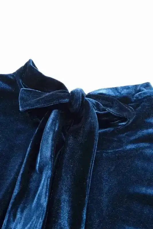 Blouses Mock Velvet Blouse - Puff Sleeve