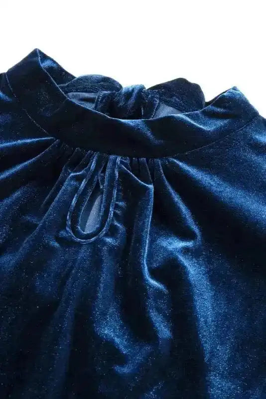 Blouses Mock Velvet Blouse - Puff Sleeve
