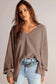 Blouses Modern Slouch Waffle Knit Blouse - Coffee