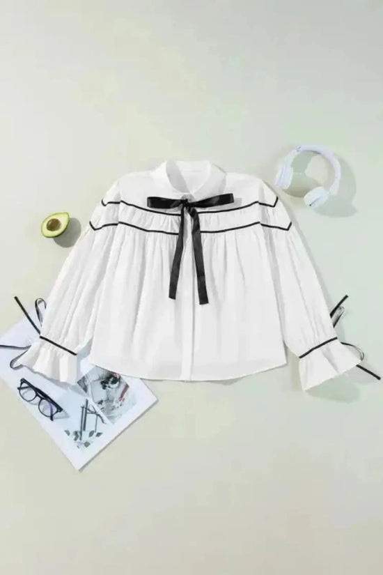 Blouses Monochrome Elegance Bowtie Blouse