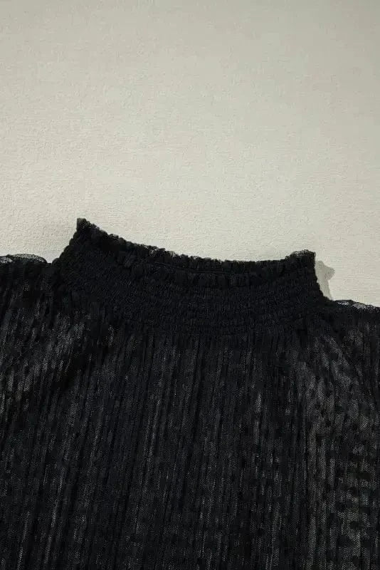 Blouses Noir Dot Lace Illusion Blouse