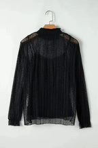 Blouses Noir Dot Lace Illusion Blouse