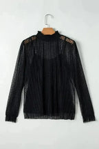 Blouses Noir Dot Lace Illusion Blouse