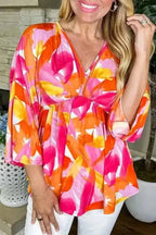 Blouses Orange / S / 90%Polyester+10%Elastane Vivid Vibes Babydoll Blouse