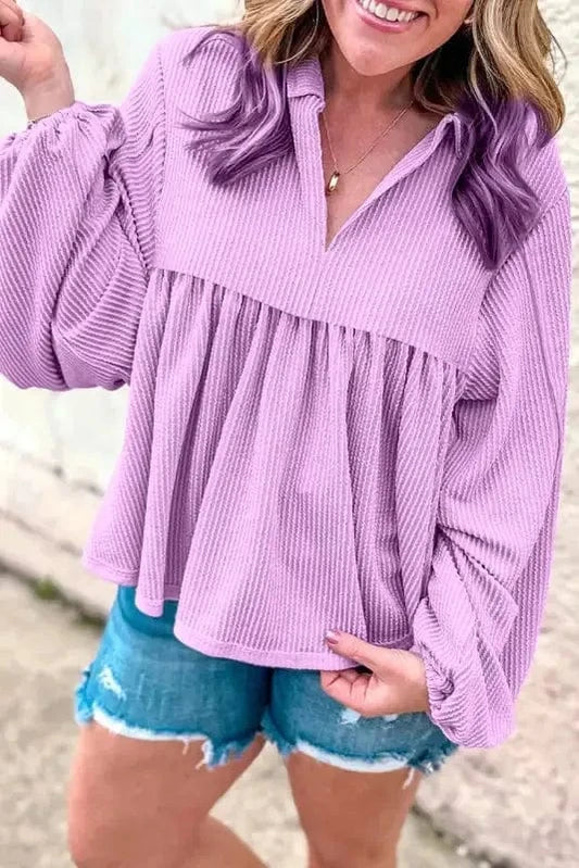 Blouses Phalaenopsis / S / 75%Polyester+20%Viscose+5%Elastane Elegance Twist Corded Blouse