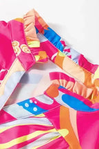 Blouses Pink / S / 100%Polyester Ethereal Patterns Ruffled V-Neck Blouse