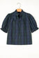 Blouses Plaid Elegant Blouse - Puff Sleeve Frilled Trim