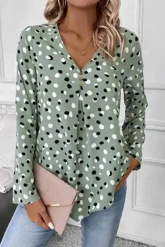 Blouses Polka Charm V-Neck Blouse