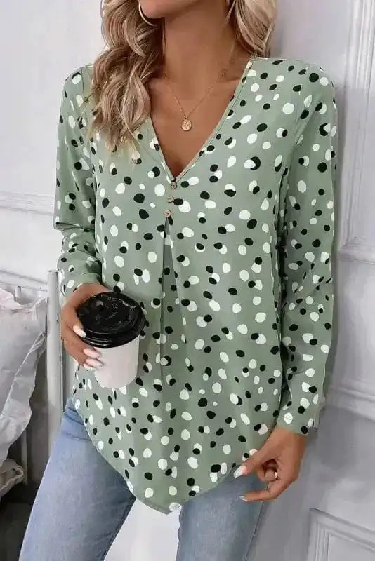 Blouses Polka Charm V-Neck Blouse