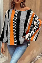 Blouses Polka Dot Blouse - Black & Orange