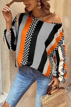 Blouses Polka Dot Blouse - Black & Orange