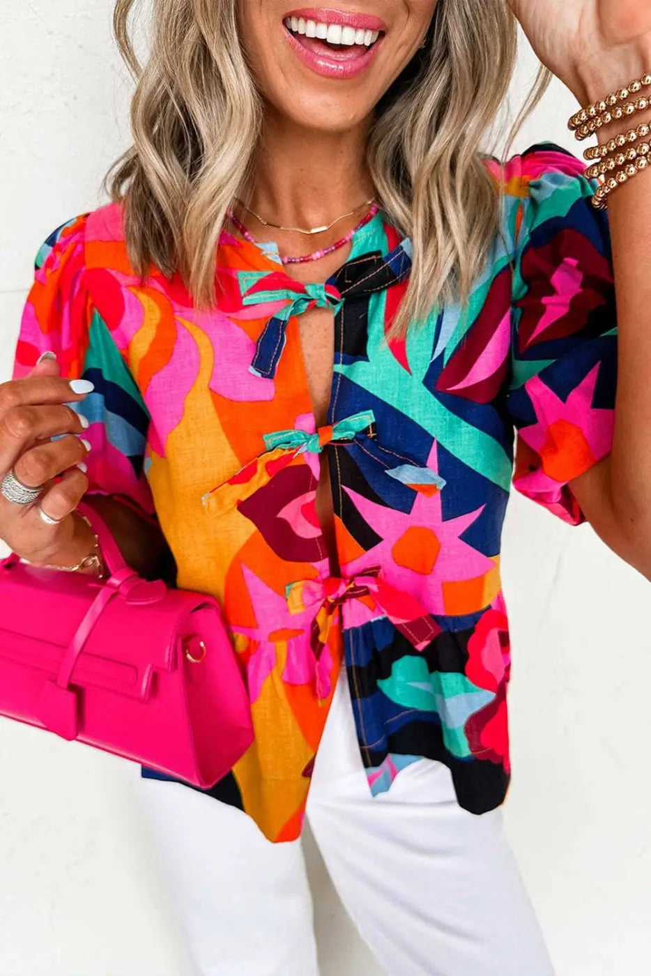 Abstract floral babydoll blouse blouses