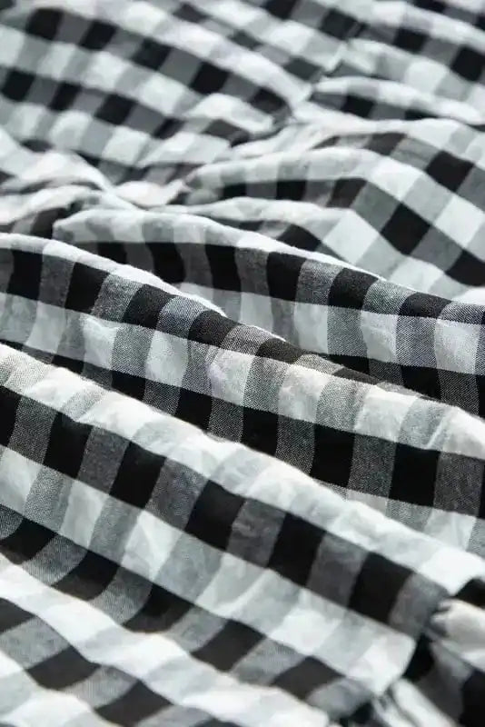 Blouses Retro Checkered Babydoll Blouse