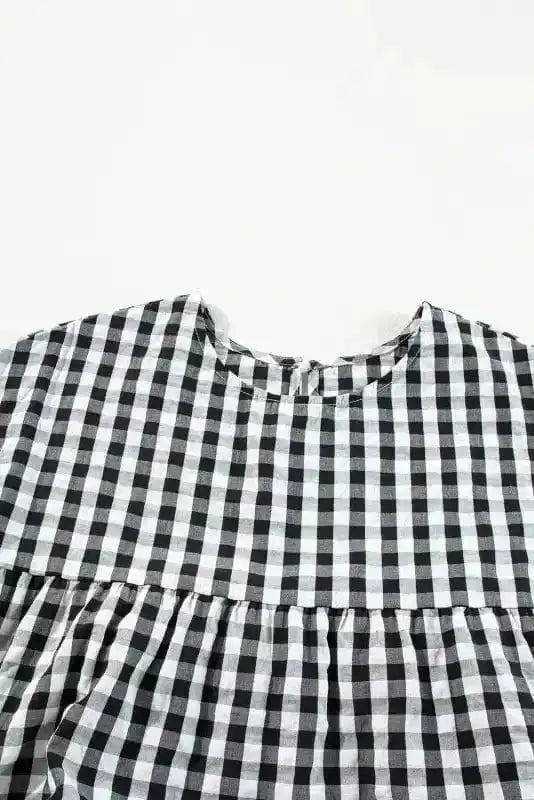 Blouses Retro Checkered Babydoll Blouse