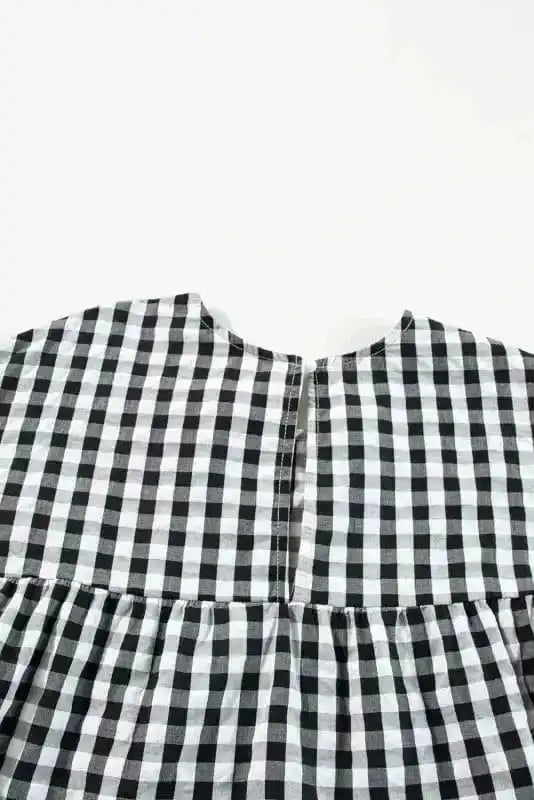 Blouses Retro Checkered Babydoll Blouse