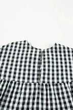 Blouses Retro Checkered Babydoll Blouse