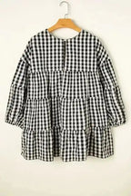 Blouses Retro Checkered Babydoll Blouse