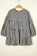 Blouses Retro Checkered Babydoll Blouse