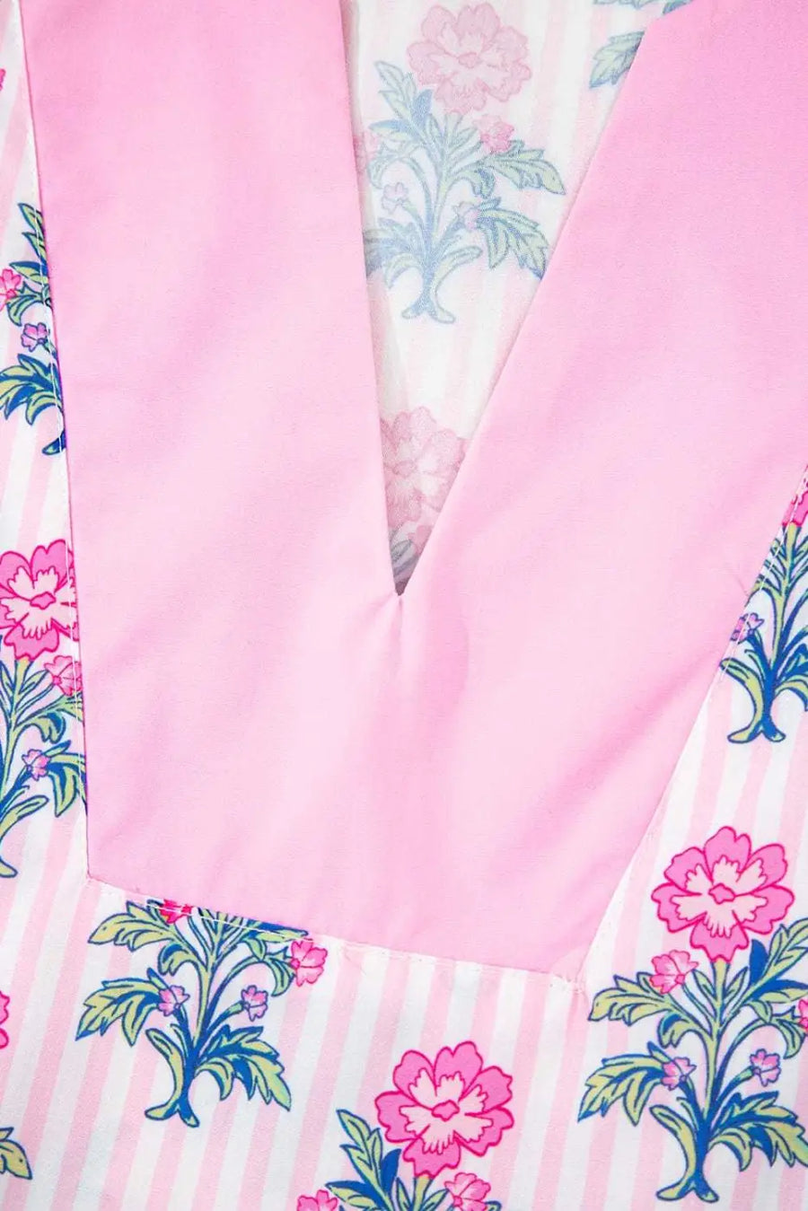 Rose Floral Patchwork V-Neck Peplum Blouse Women UK styled as a feminine artisan summer occasion outfit — Fashionfitz