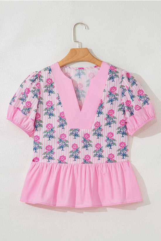 Blouses Rose Floral Peplum Blouse