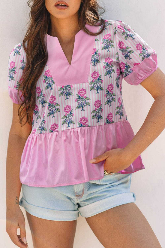 Blouses Rose Floral Peplum Blouse