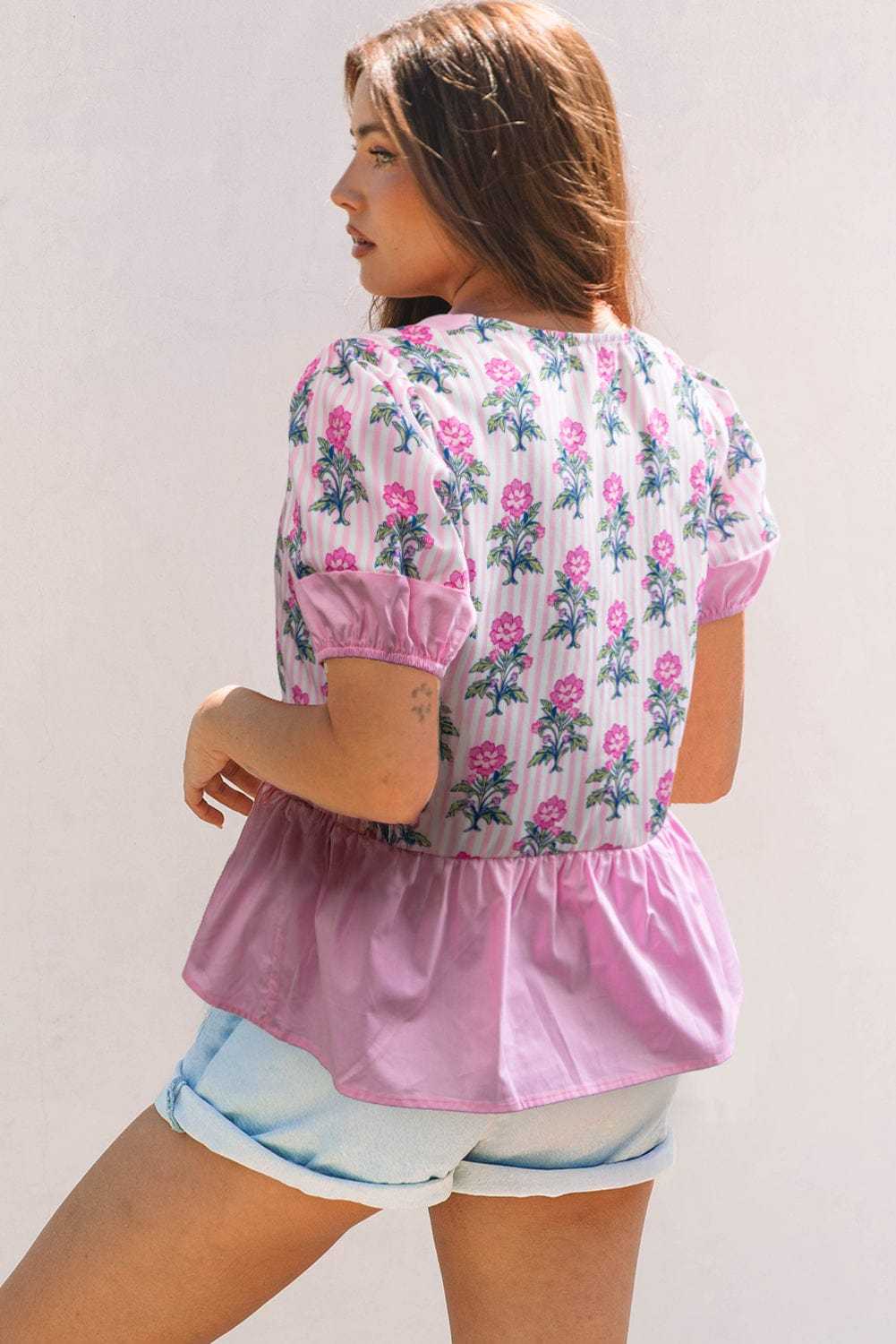 Blouses Rose Floral Peplum Blouse