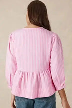 Blouses Rosy Ribbon Puff Blouse