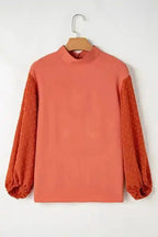 Blouses Russet Orange / S / 100%Polyester Cloud Puff Sheer Blouse