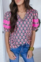 Blouses Sachet Pink / S / 100%Polyester RuffleBloom Elegance Top