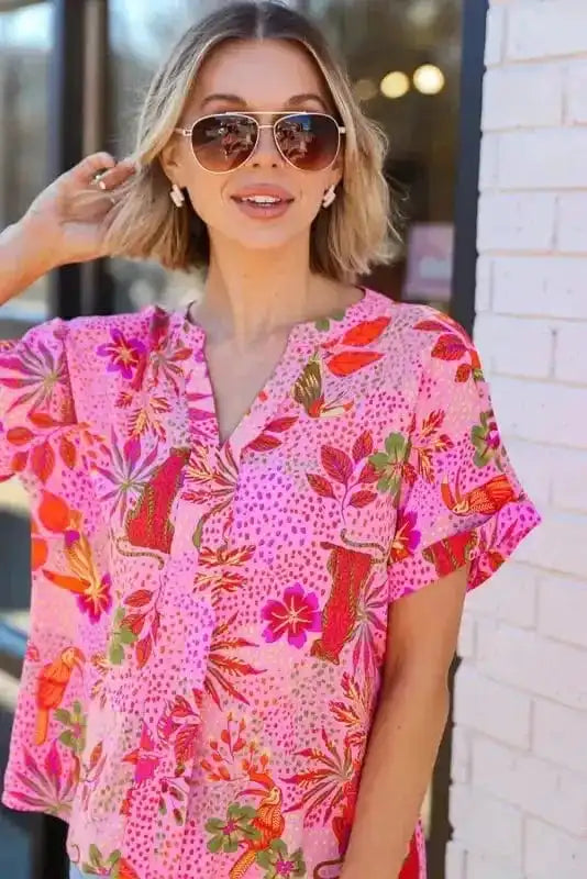 Blouses Safari Chic Floral Blouse