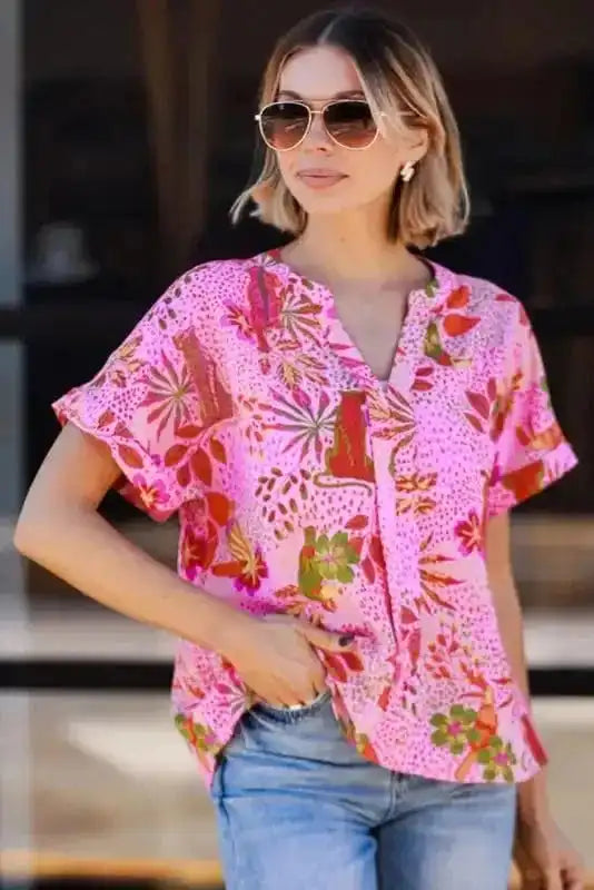 Blouses Safari Chic Floral Blouse