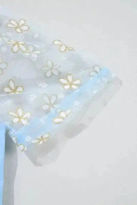 Blouses & Shirts Azure Bloom Mesh Sleeve Top