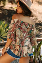 Blouses & Shirts Boho Bliss Shirred Paisley Blouse