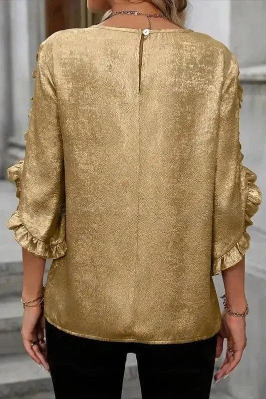 Blouses & Shirts Velvet Glow Metallic Gold Blouse